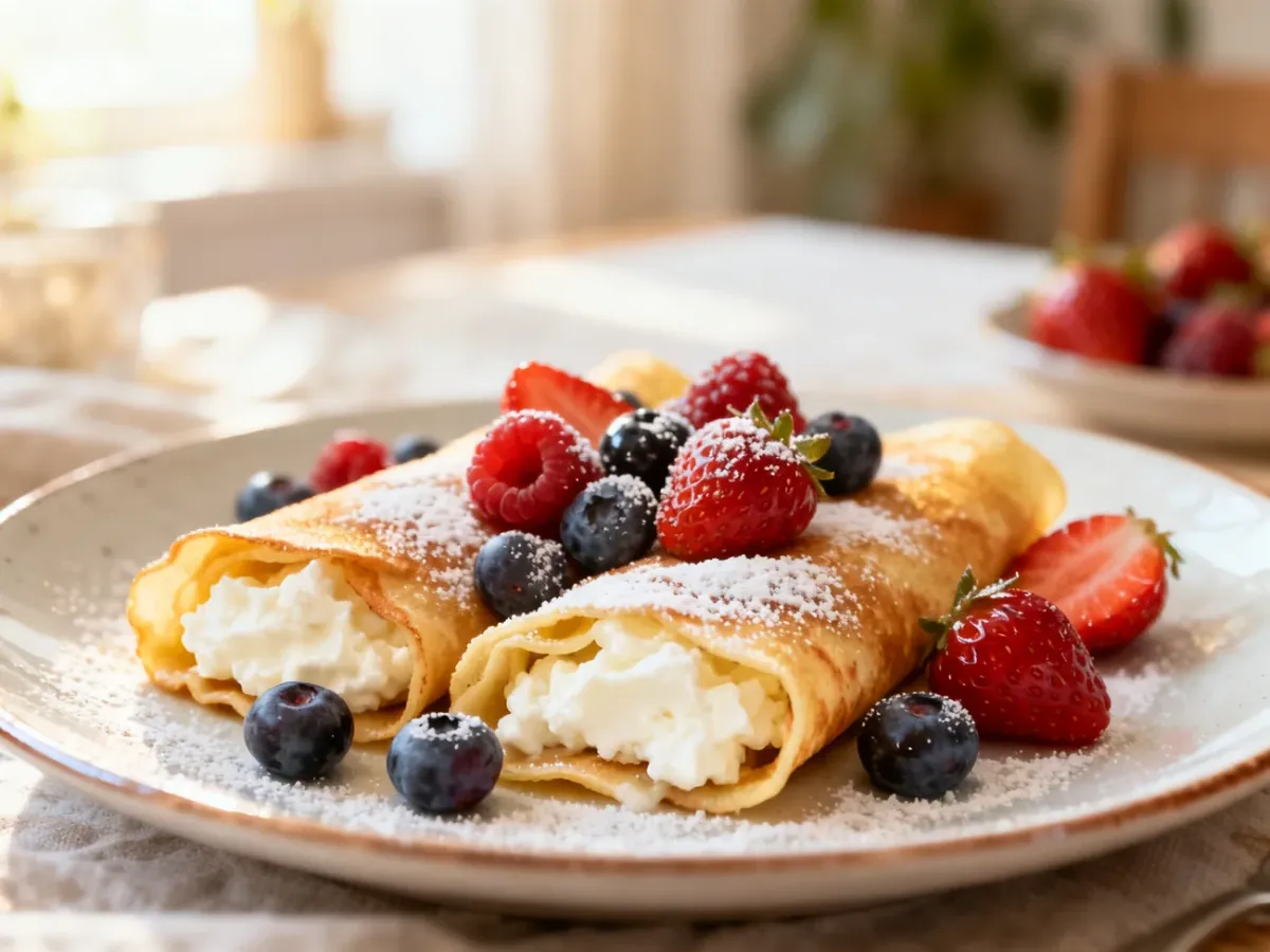 Naleśniki z twarogiem, mascarpone i owocami