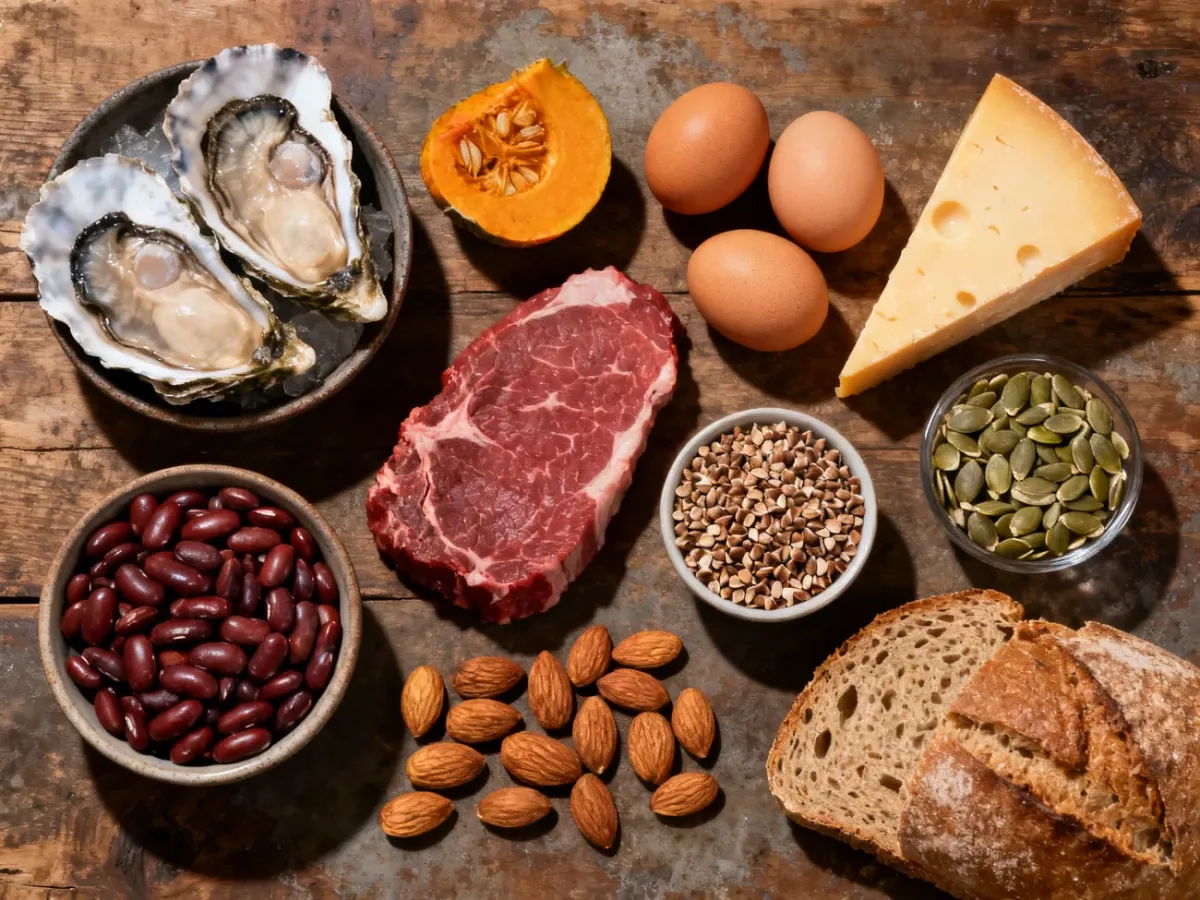 Różnorodne produkty spożywcze będące źródłami cynku
