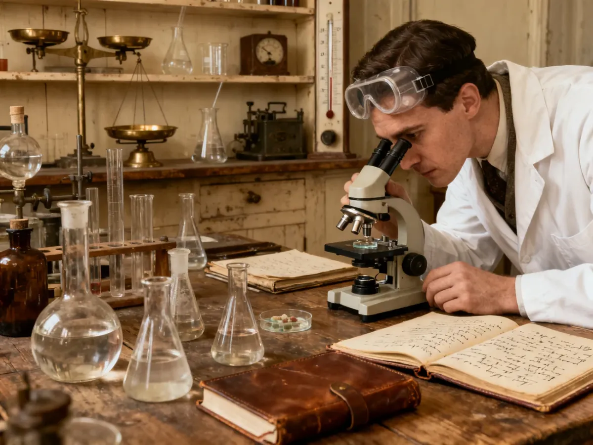 Historyczne laboratorium biochemiczne z początku XX wieku